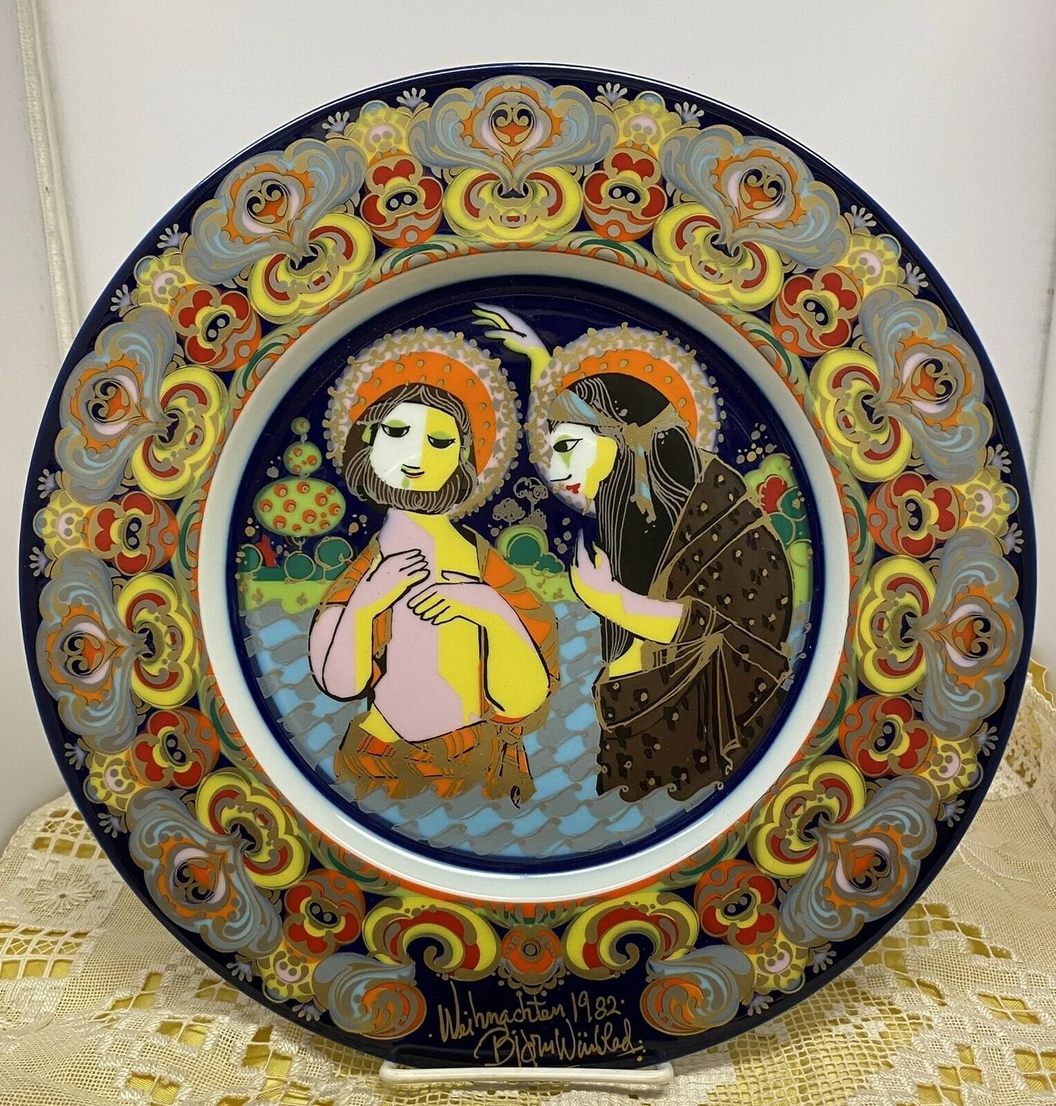 Bjorn Wiinblad Signed Christmas Plate Titled, 